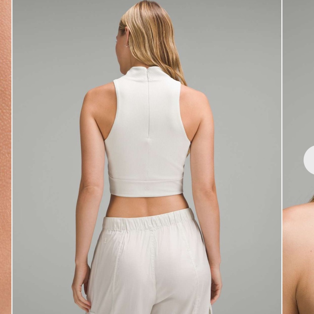**SOLD** Like New Lululemon Ribbed Softstreme Mockneck Cropped Tank Top. Size S - Picture 5 of 6